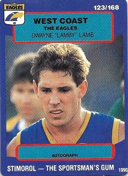 1990 AFL Scanlens Stimorol #123 Dwayne Lamb Front